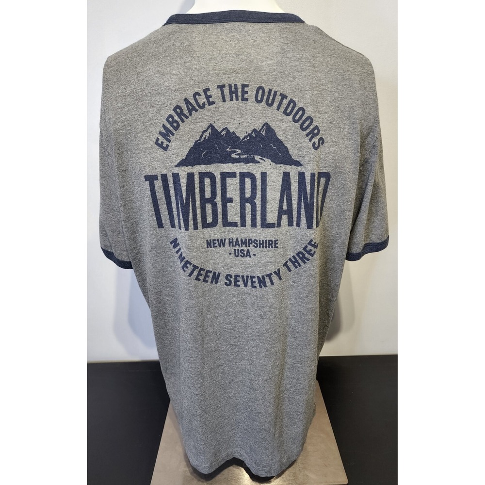 Timberland Regular Fit Mens Size Large Short Sleeve‎ Gray Blue T-Shirt Outdoors
